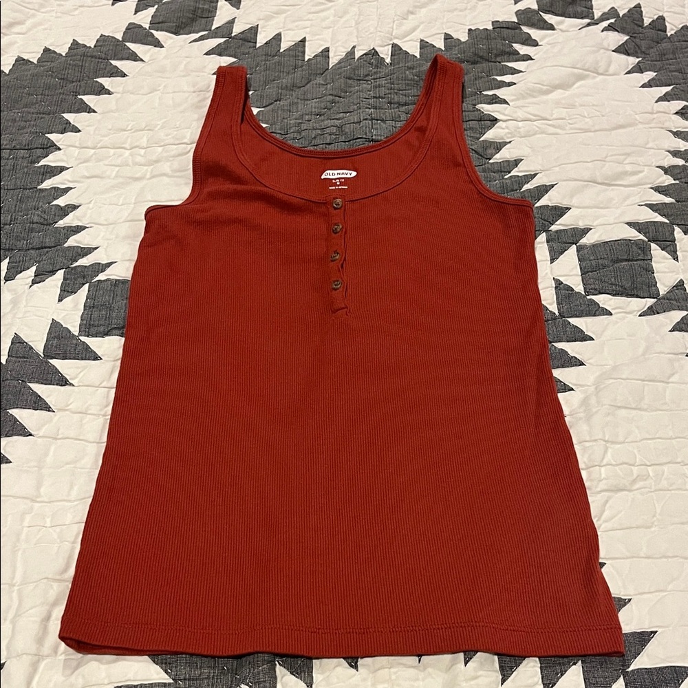 Old Navy Ribbed Henley Tank Top - Rust
